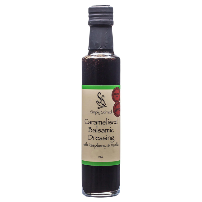 Picture of SIMPLY STIRRED CARAMALISED BALSAMIC DRESSING WITH RASBERRY & VANILLA 250ML